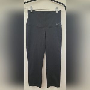 Nike Dri-FIT Crop Leggings M Black High Rise Compression Perforated Waistband